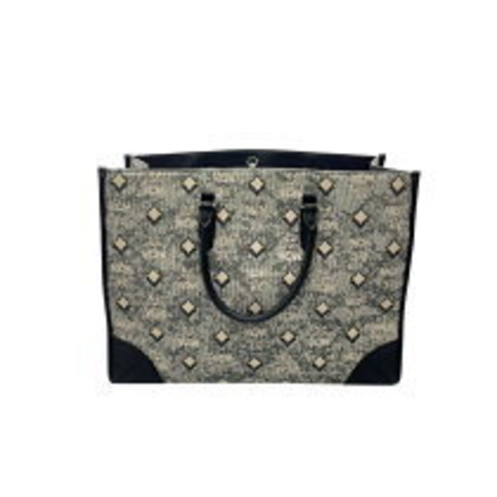 Mcm Monogram Tote Jacquard Gray Bag Munich